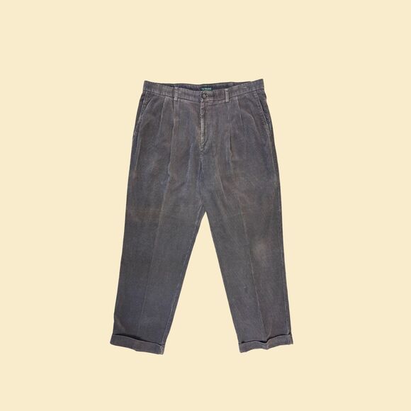 2000s Dockers corduroy mens pants, size 40x32 dark grey cotton cuffed pants - Picture 1 of 8